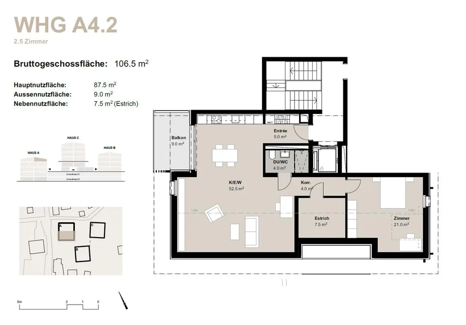 2.5-Zimmer-Dachwohnung zur Miete (Erstbezug): Neubau in Bürchen