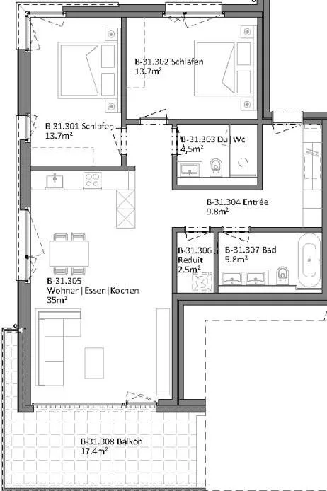 Appartement moderne de 3,5 pièces à Igis
