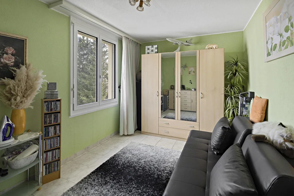 Bijou de famille moderne au dernier étage avec vue sur le vert