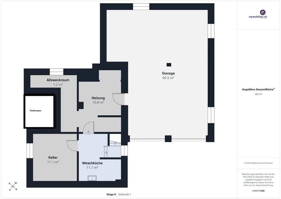 Haus auf grosser Parzelle (1112m2) und XXL-Garage