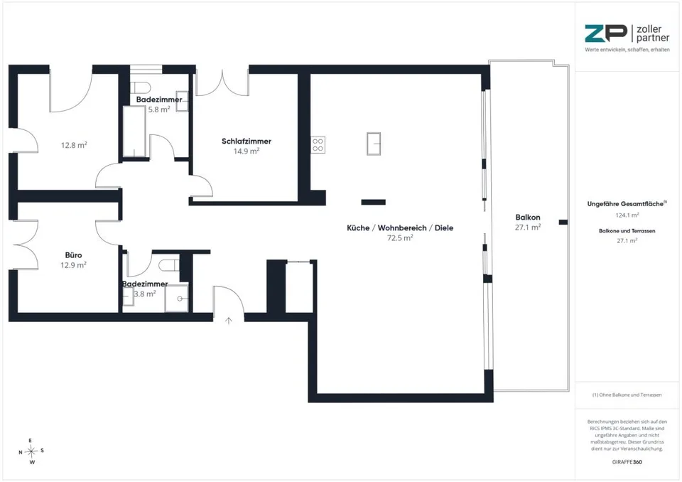 Grosszügig wohnen - 4.5-Zimmerwohnung mit 124 m² und grossem Balkon