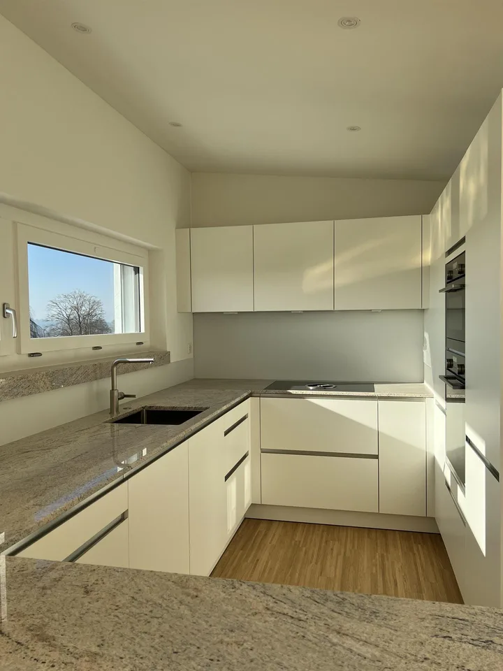Appartement-maisonnette d'attique unique de 3,5 pièces avec vue lointaine sur le lac et les montagnes