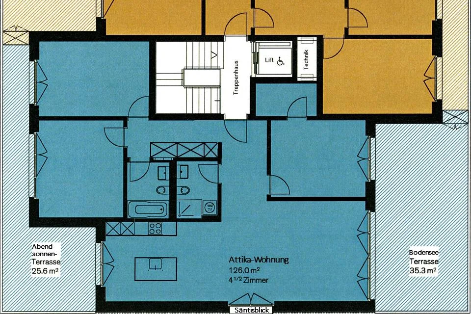 4.5-Zimmer-Attikawohnung mit 2 Terrassen und erstklassiger Aussicht