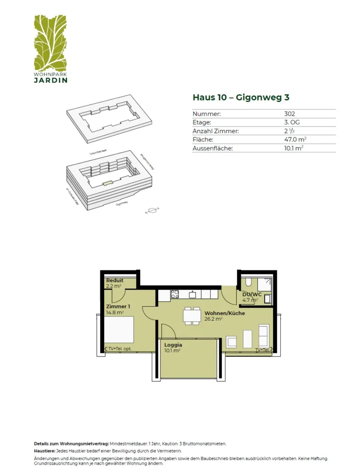 Helle 2.5 Zimmerwohnung im 3. OG