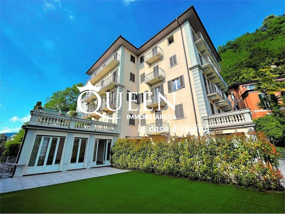 Lugano-Cassarate: appartamento 4.5 locali, 250 mq, portico, giardino,