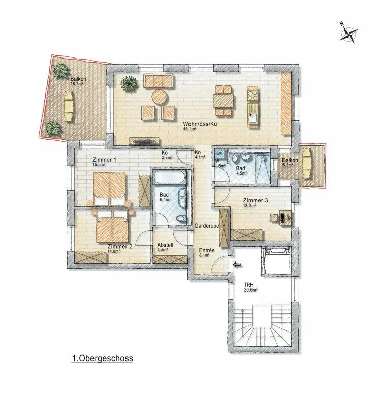 Vivere spaziosamente - appartamento nuovo attraente 4.5 locali con balcone