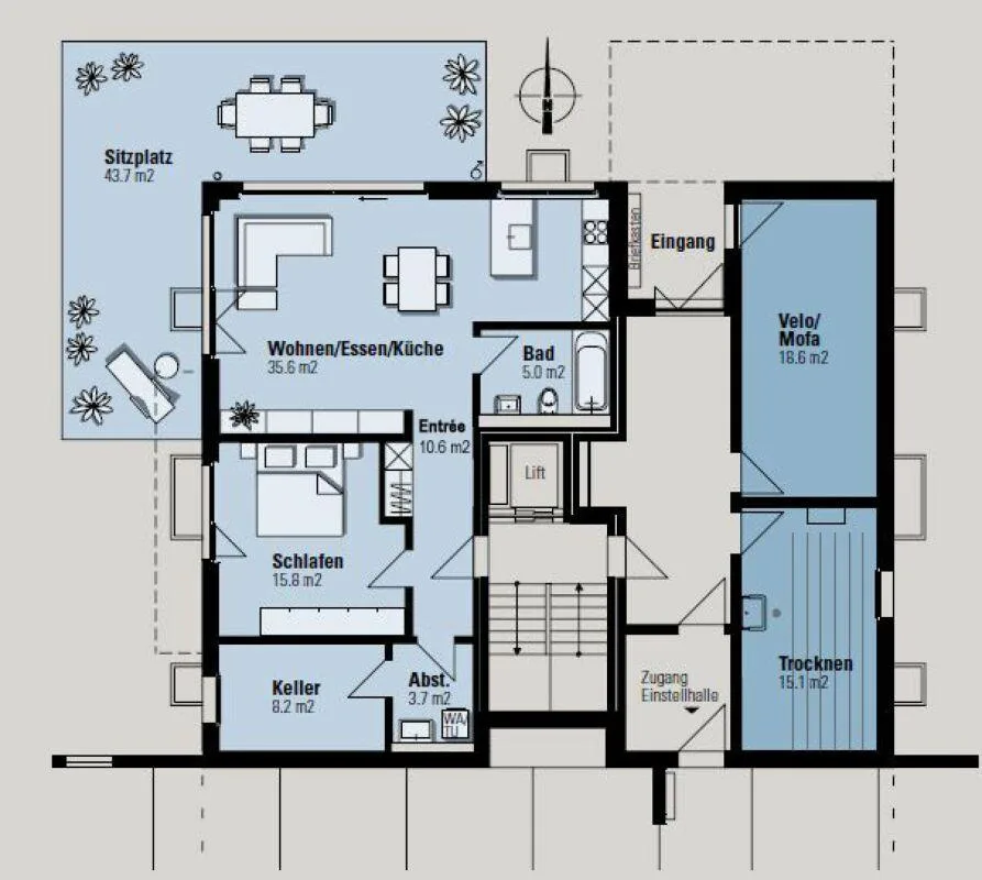 2.5 Zimmer-Wohnung mit Gartensitzplatz