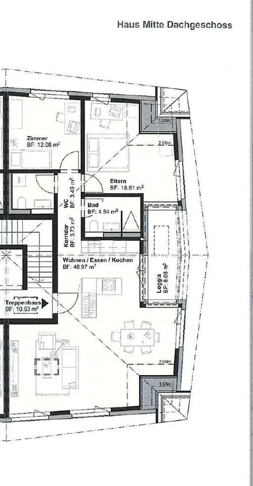 Moderne Dachwohnung mit Blick ins Grüne