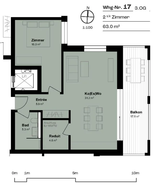 Central location and 17.8 m² covered terrace as an extended living room