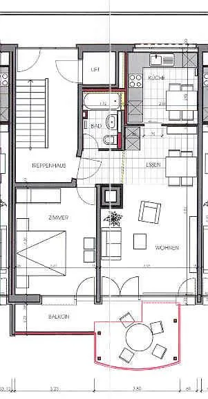 Schöne Singlewohnung mit grossem sonnigen Balkon im 2. OG