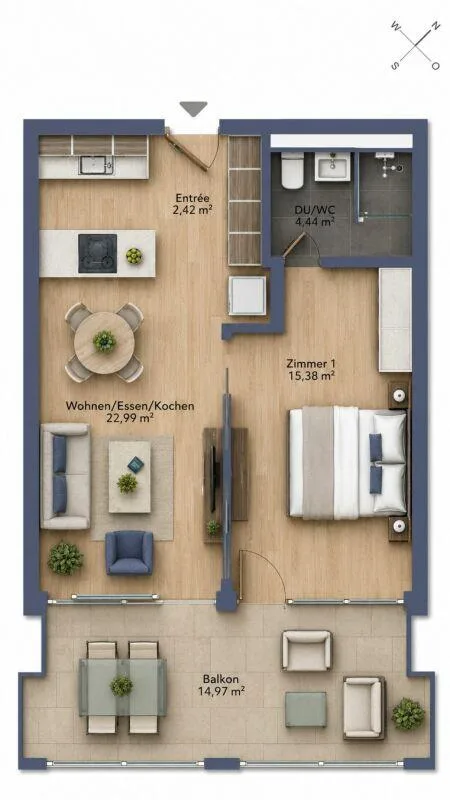 First rental - Exclusive 2½-room new building apartment with glazed balcony