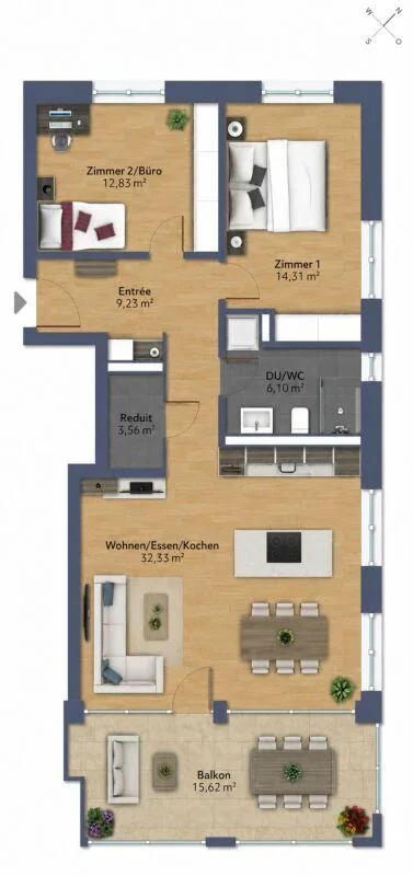 First-time rental - Exclusive 3½-room new apartment with spacious balcony