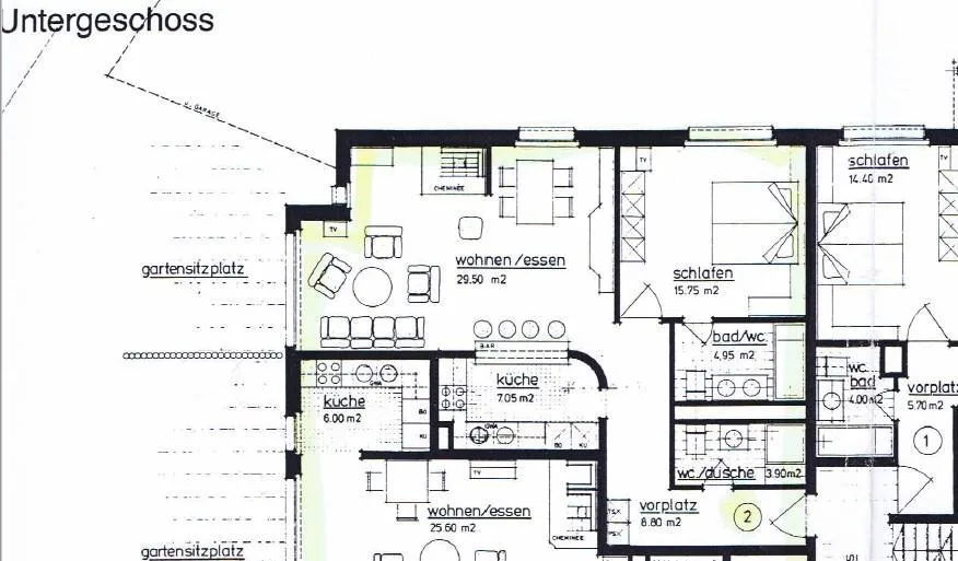 Möblierte 2½-Zimmer-Wohnung  – 75 m² mit grossem Gartensitzplatz
