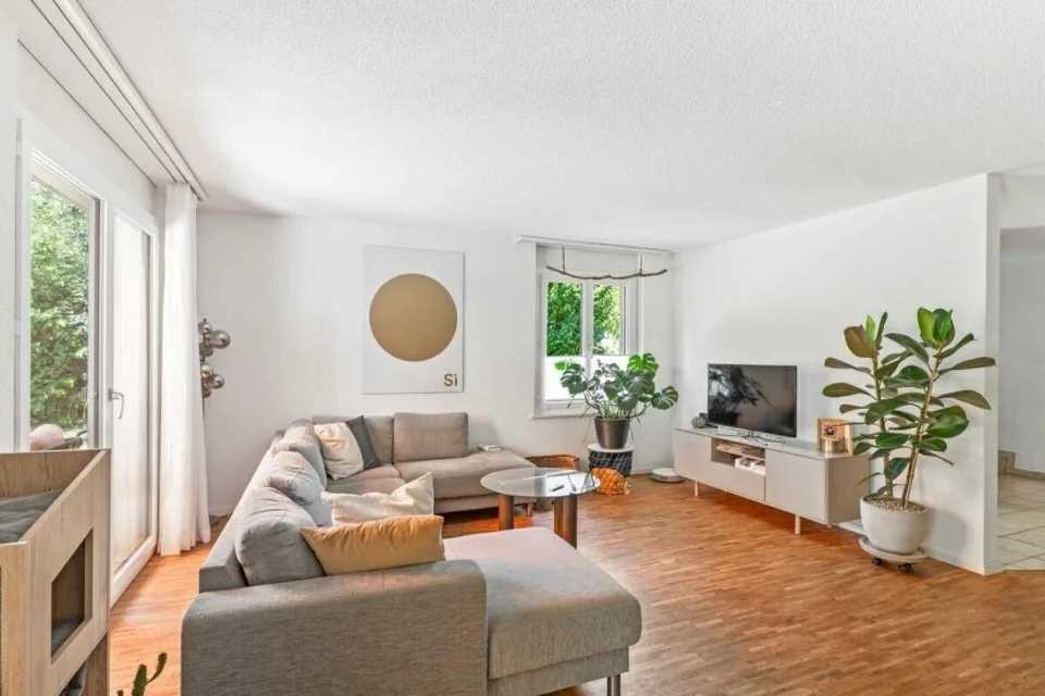 Doppeleinfamilienhaus mit grosser Rasenfläche