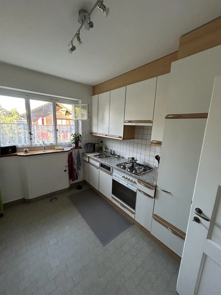 4 Zi-Altbauwng mit kleinem Balkon und grossem Gemeinschaftsgarten