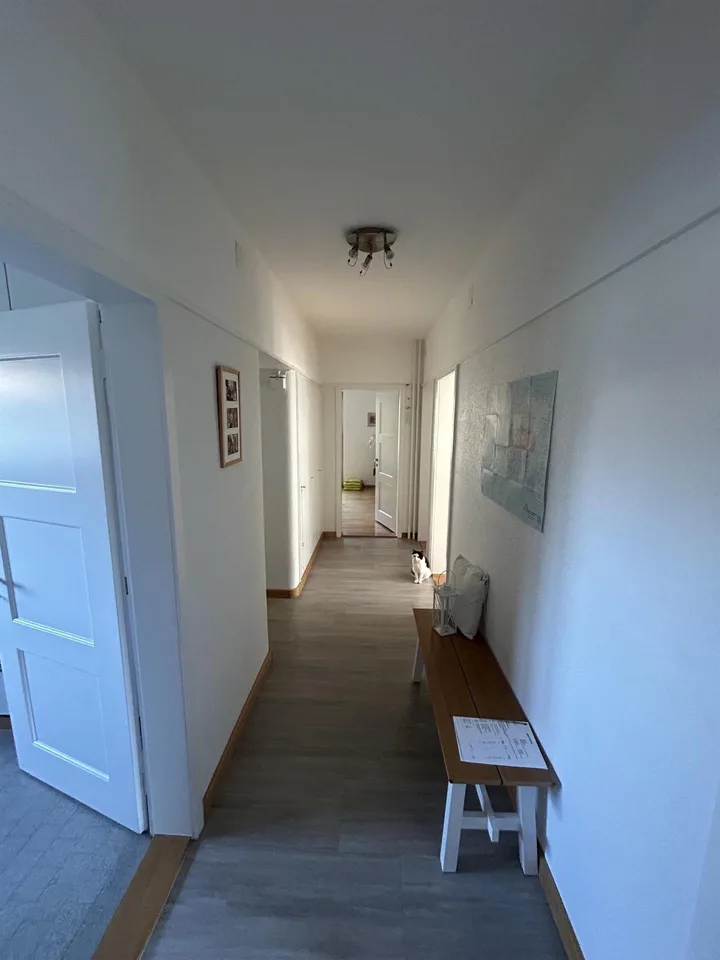 4 Zi-Altbauwng mit kleinem Balkon und grossem Gemeinschaftsgarten