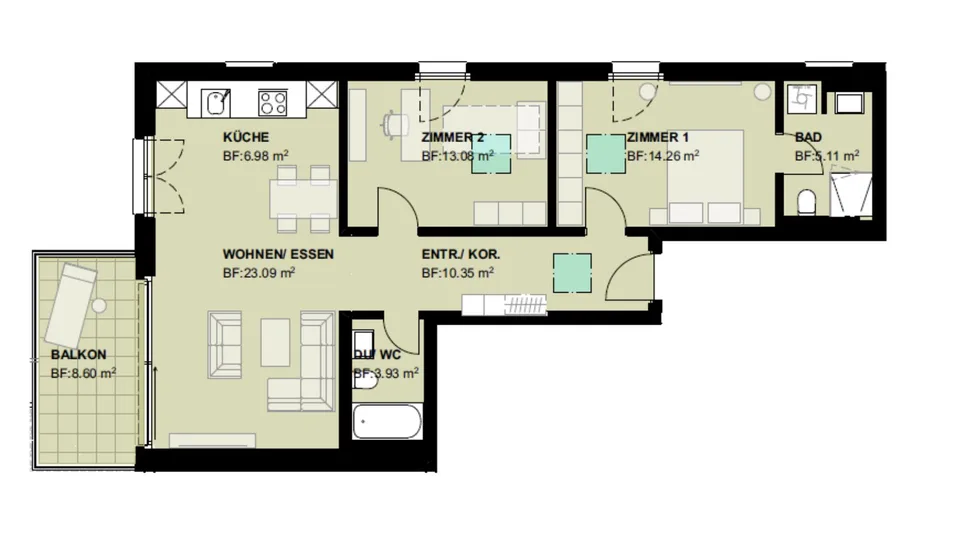 Neubau 3.5-Zimmerwohnung mit Balkon im 4. OG