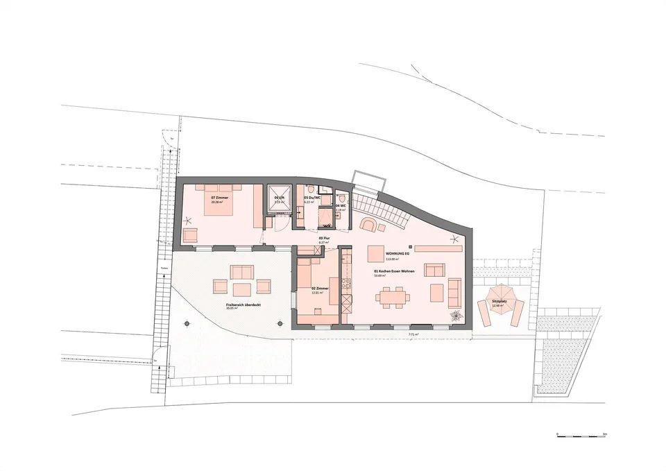 Ökologische Stadtwohnung mit grossem, gedecktem Sitzplatz