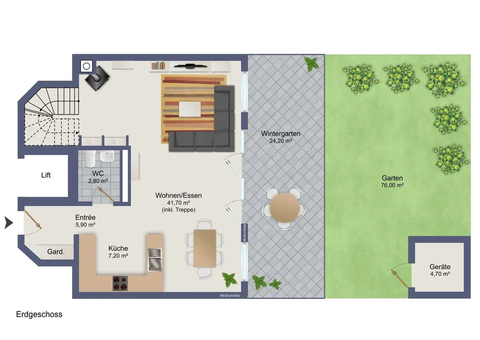 3.5 Zimmer-Garten-Maisonettewohnung in Grafstal, Wohnen wie im Einf...