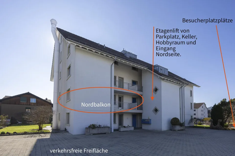 3.5-Zimmer Wohnung, 1. Obergeschoss mit ca. 121 m² Wohnfläche und Lift