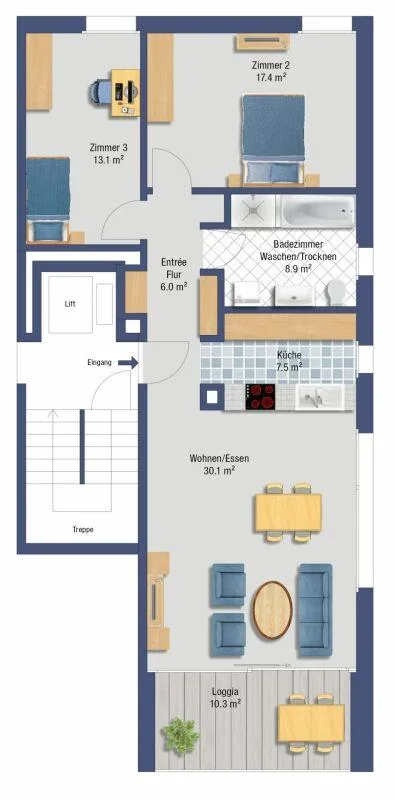 3.5-Zi. Wohnung mit Loggia an zentrumsnaher Lage