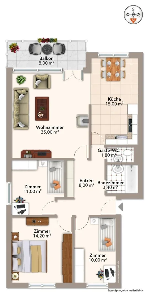 4-Zimmer-Dachwohnung mit Balkon und Schwedenofen