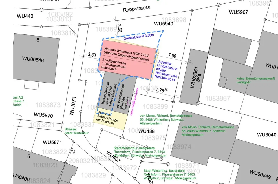 446 m2 Bauland mit Abbruchobjekt an toller Lage in Winterthur-Wülfl...