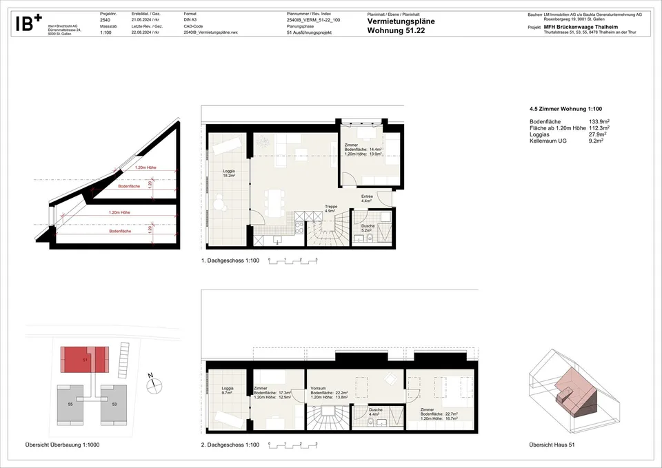 Appartamento mansardato di 4,5 locali con due logge
