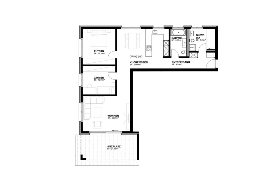 Moderne Attikawohnung mit gemütlicher Terrasse