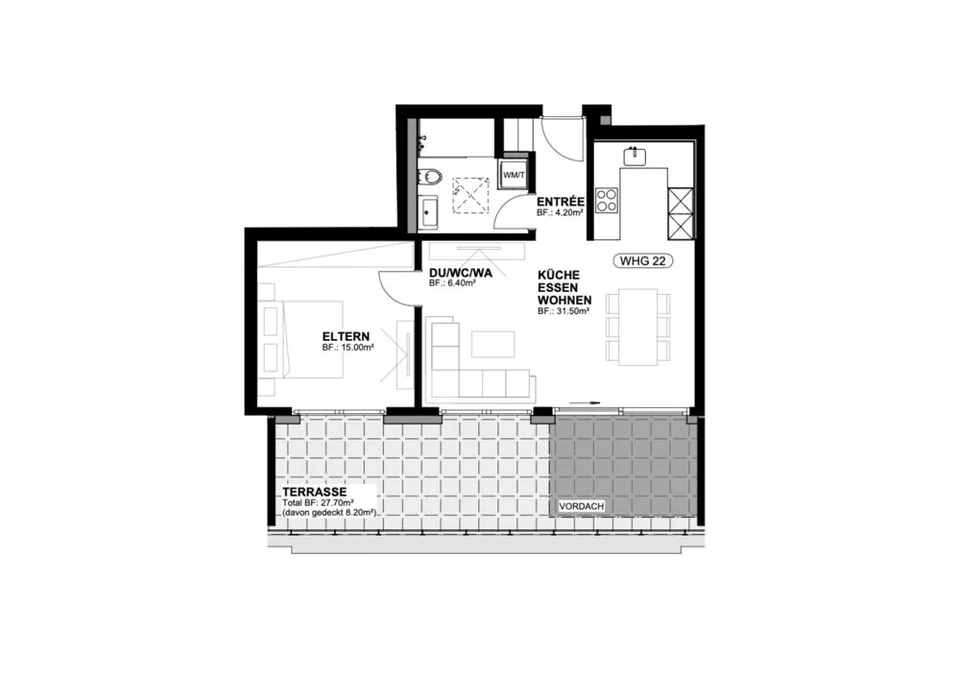 Moderne Attikawohnung mit gemütlicher Terrasse