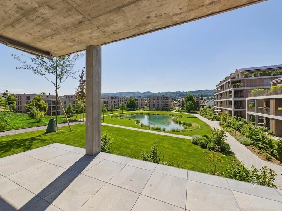 Neubau / Erstbezug: Eigener 120 m² Garten mit Parkblick, 40 m² Wohn...