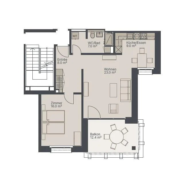 Appartement confortable avec grand balcon