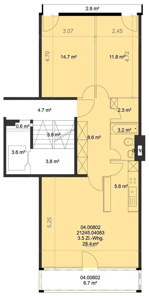 Modern 3.5-room apartment on the 5th floor at 71 m²