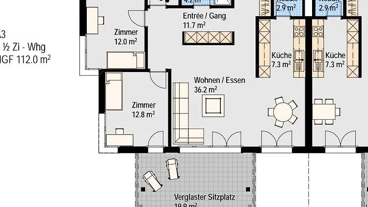 3½ ZI-WOHNUNG IN JONA (SG), MÖBLIERT, TEMPORÄR