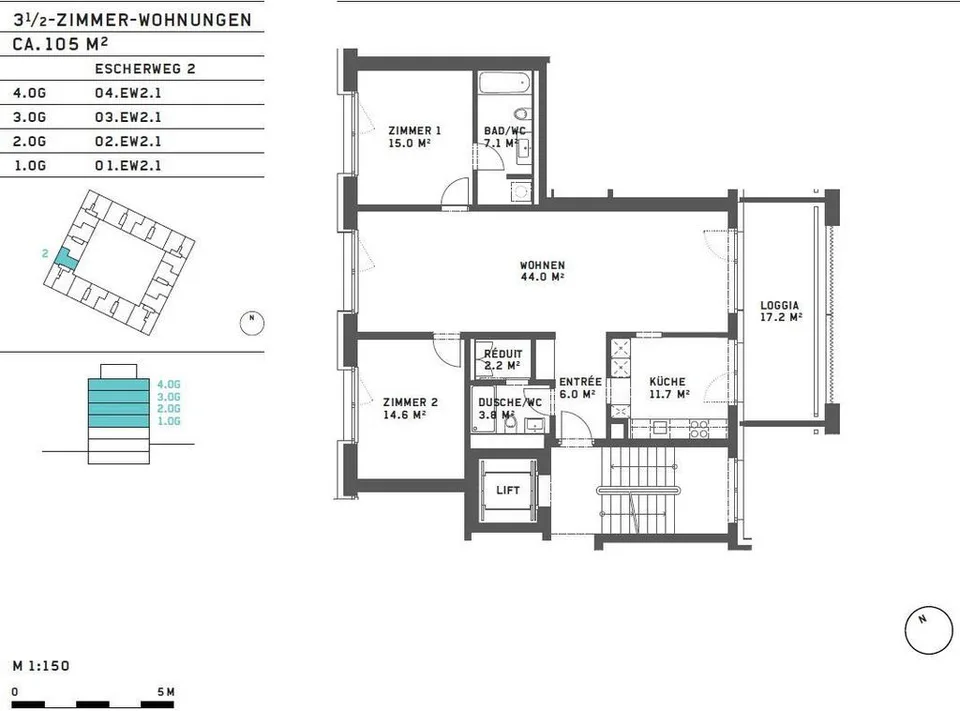 Helle und moderne 3.5-Zimmerwohnung im Richti Areal