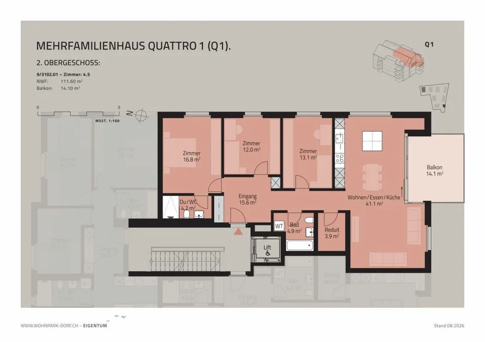 WOHNPARK DORF - VERKAUFSSTART 2. ETAPPE - 4,5-Zimmerwohnung im 2. OG