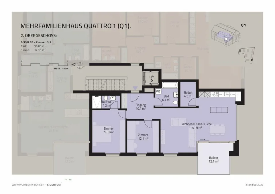 WOHNPARK VILLAGE - INIZIO DELLE VENDITE 2A FASE - APPARTAMENTO 3,5 LOCALI AL 2° PIANO