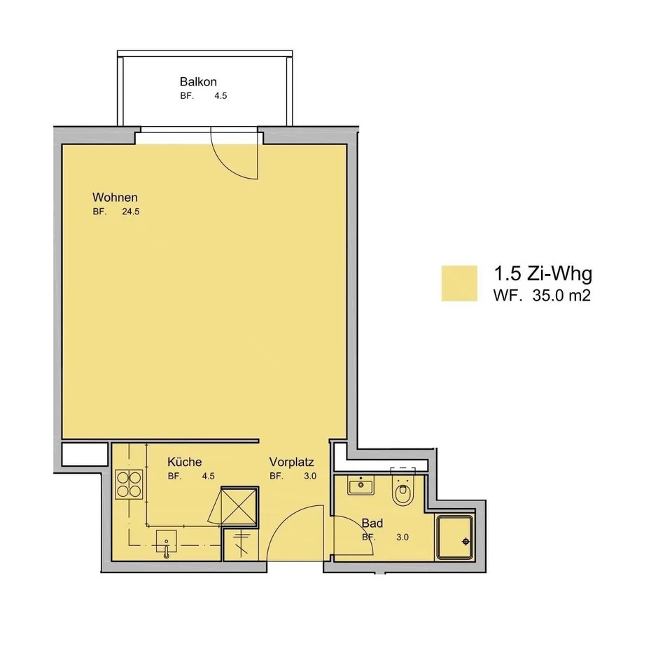 Appartement 1,5 pièces à louer