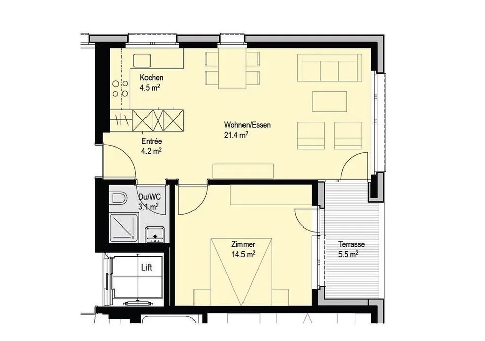 Appartement spacieux de 2,5 pièces dans un emplacement central