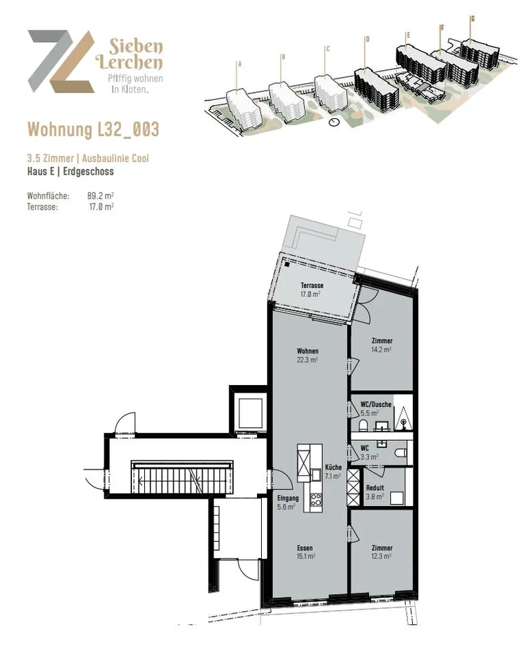Moderne 3.5-Zimmer-Neubauwohnung in der Überbauung «7 Lerchen» in K...
