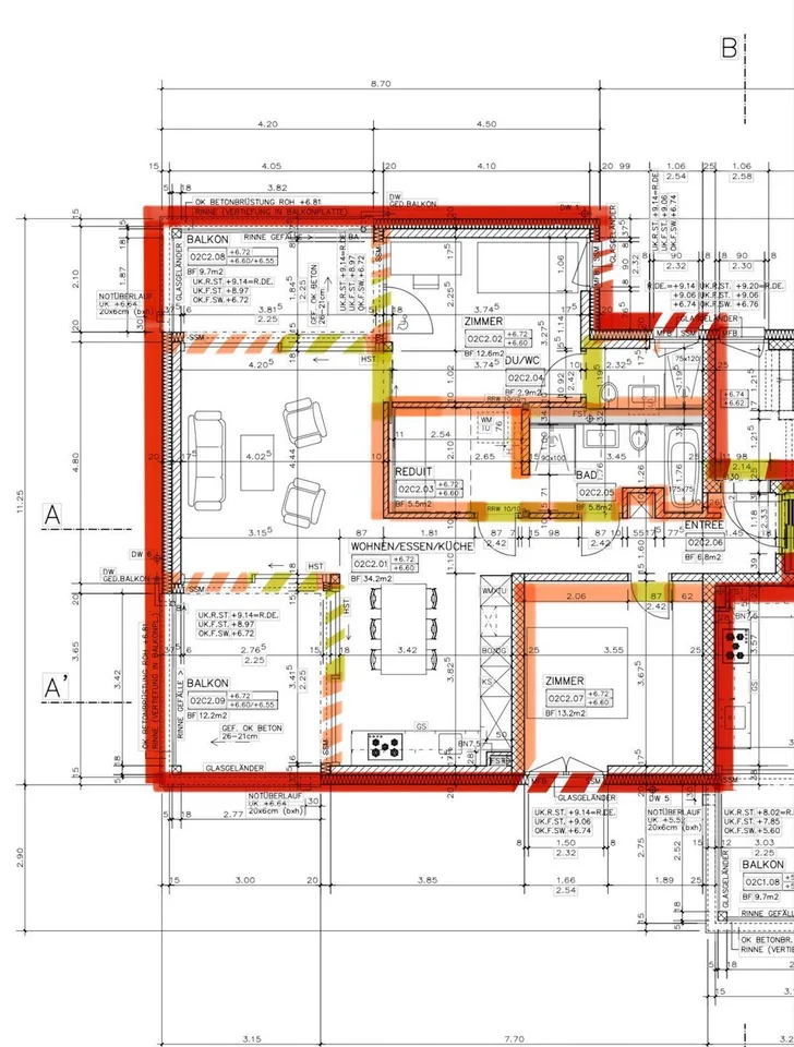 Möblierte exklusive 3.5-Zimmer-Wohnung mit zwei Balkonen im Zentru...