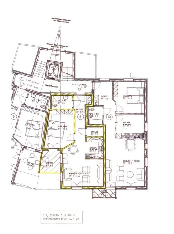Appartement spacieux 2.5 pièces au coeur d'une zone centrale