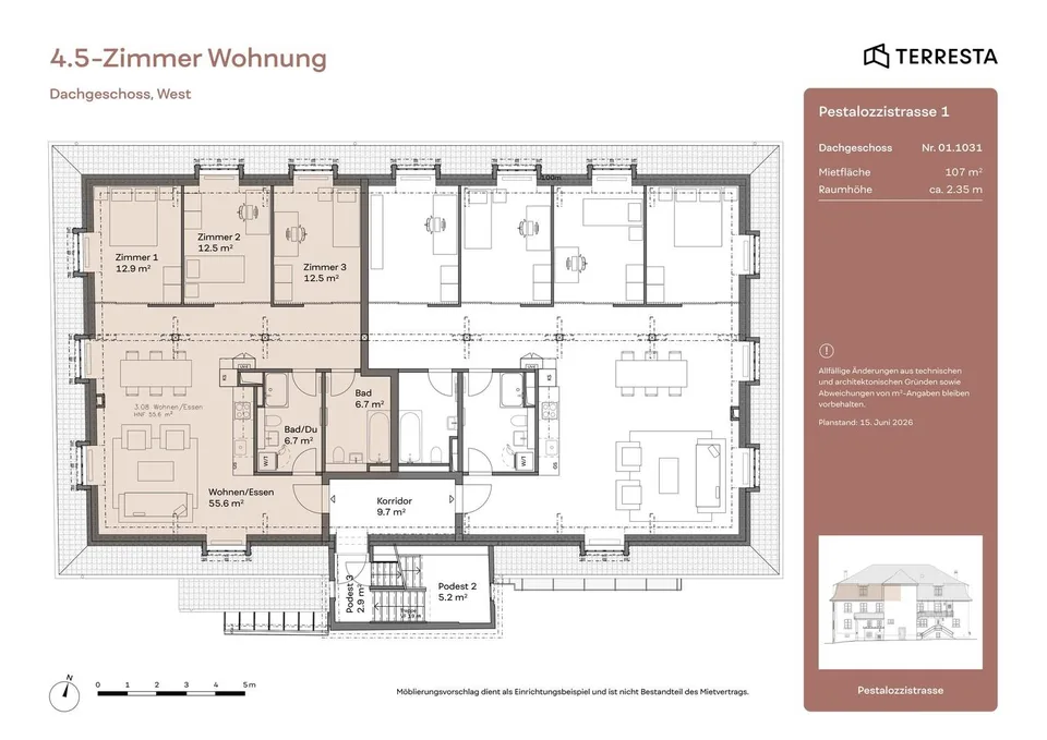 Frisch renovierte 4.5-Zimmer-Familienwohnung im 3. OG