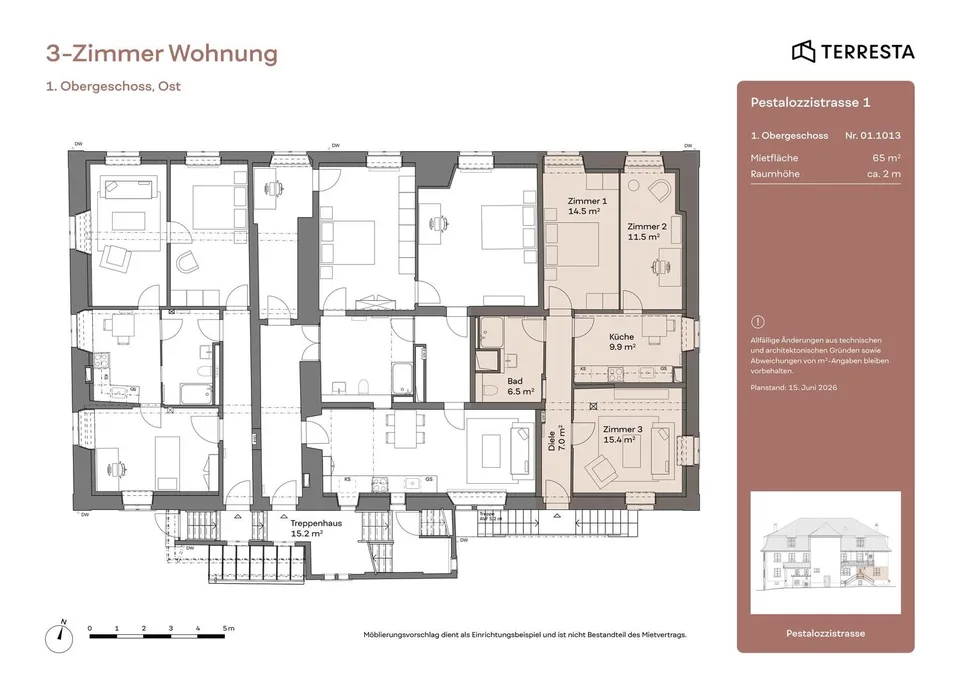 Frisch renovierte 3-Zimmer-Wohnung im 1. OG