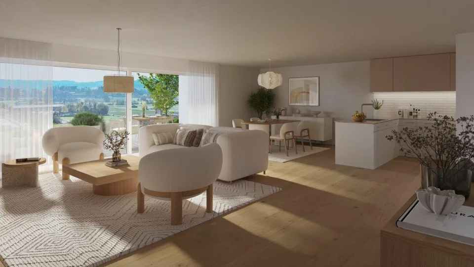 Le démarrage de la construction a eu lieu : Sculpture moderne avec une vue lointaine : Appartements neufs au Galtberg – photo 6 sur 11