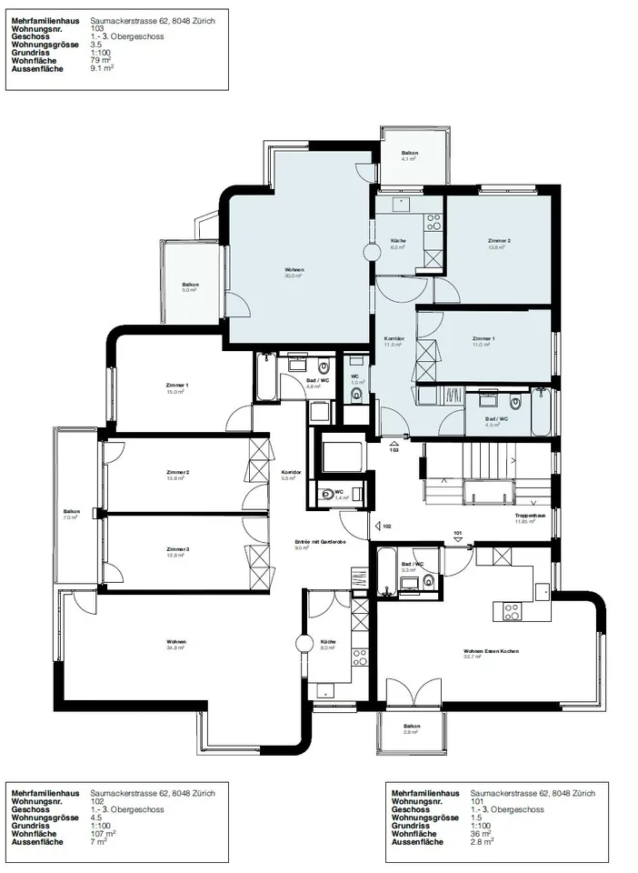 ERSTVERMIETUNG 3.5- Zimmerwohnung 2.OG, 8048 Zürich zu vermieten – Foto 3 von 3