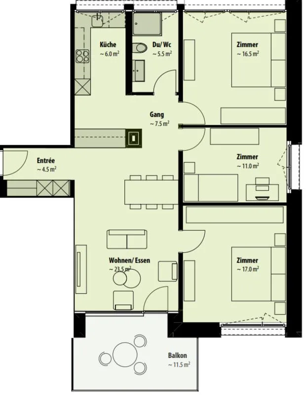4.5 Zimmer Wohnung, 9300 Wittenbach