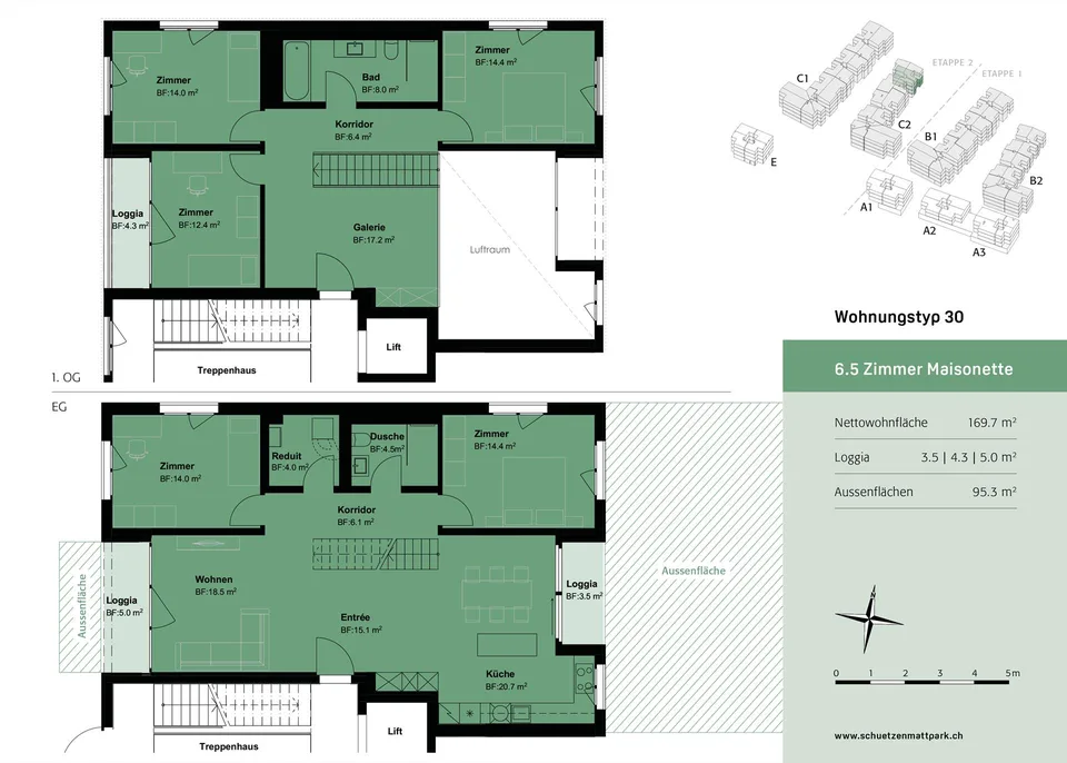Grosszügige 6.5 Zimmer Maisonette-Wohnung mit viel Komfort – Foto 9 von 10
