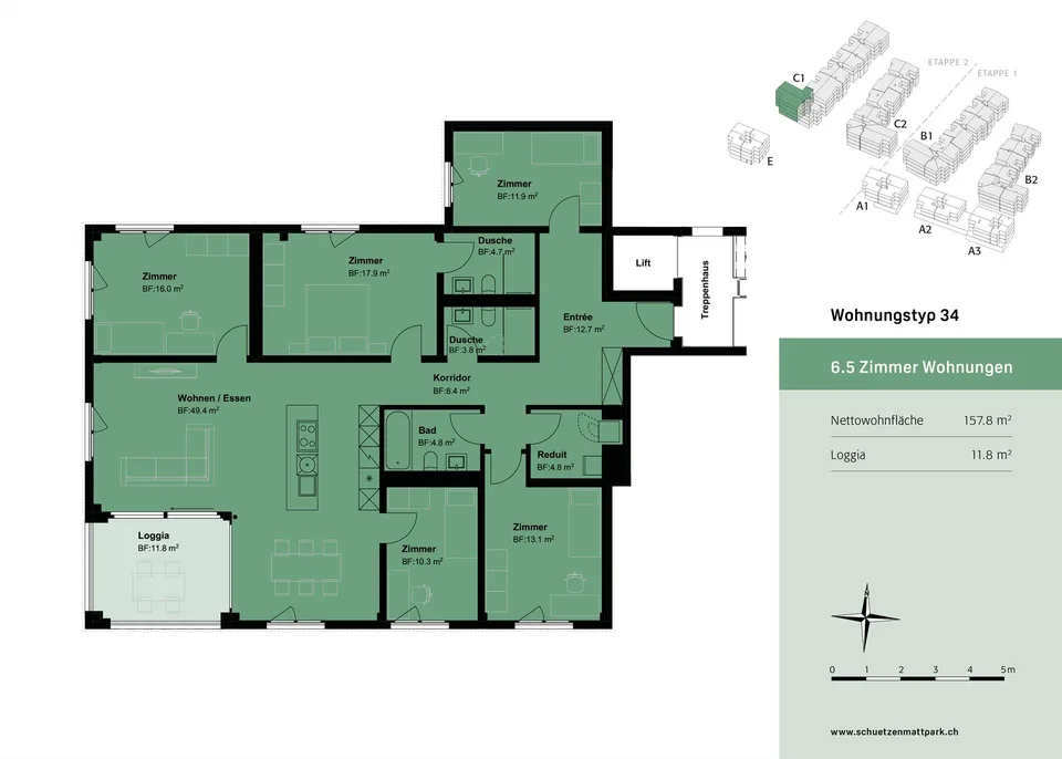 Elegante 6.5 Zimmer Eigentumswohnung an ruhiger zentraler Lage – Foto 9 von 10