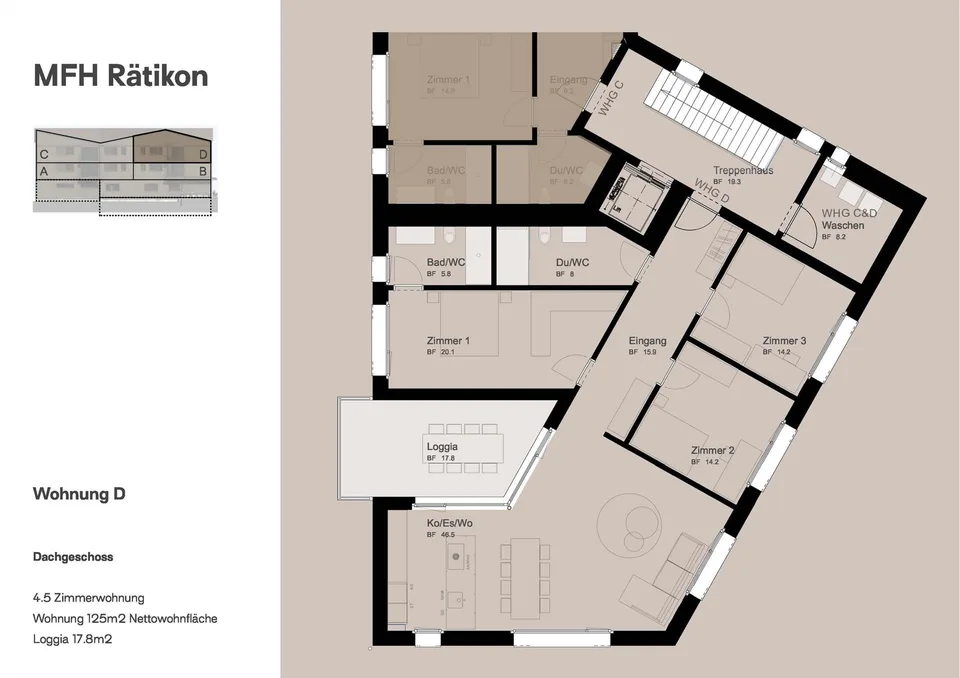 Appartement sous les combles 4½ pièces dans la région de loisirs de Prättigau